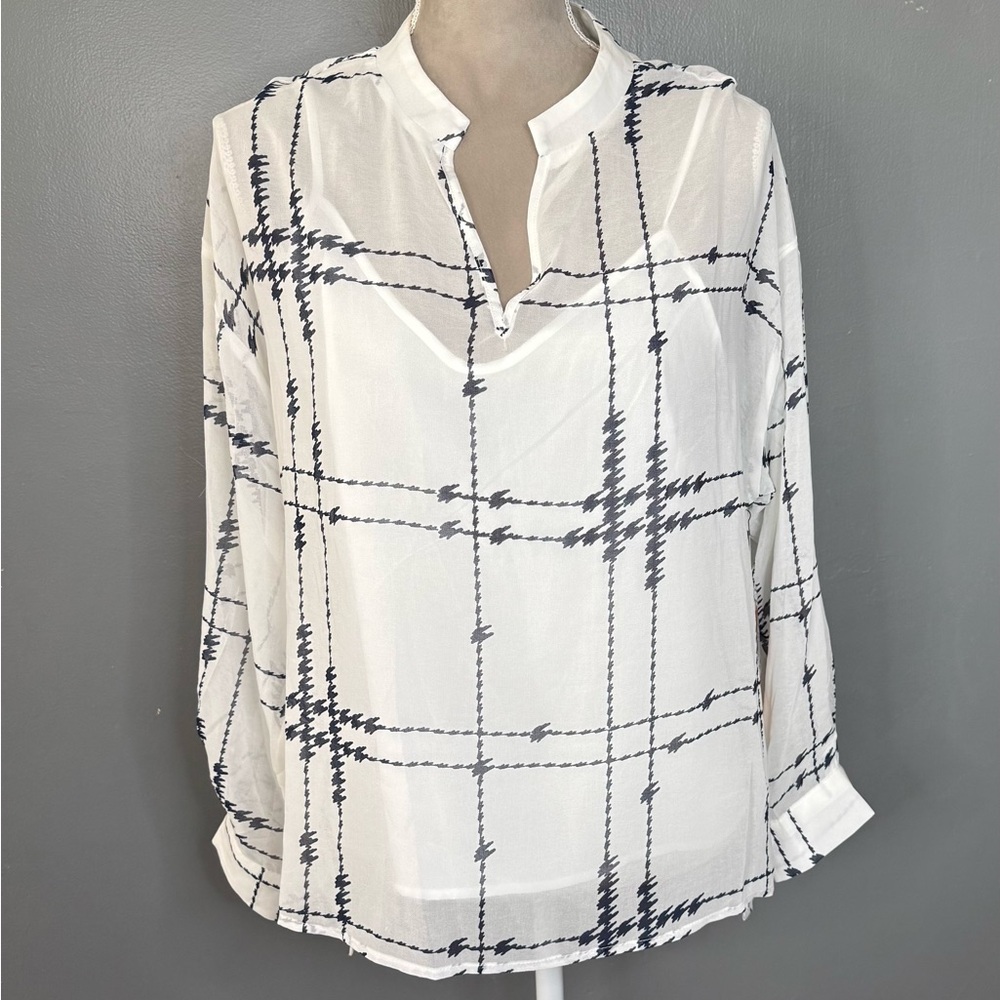 Halogen Plaid Chiffon Blouse